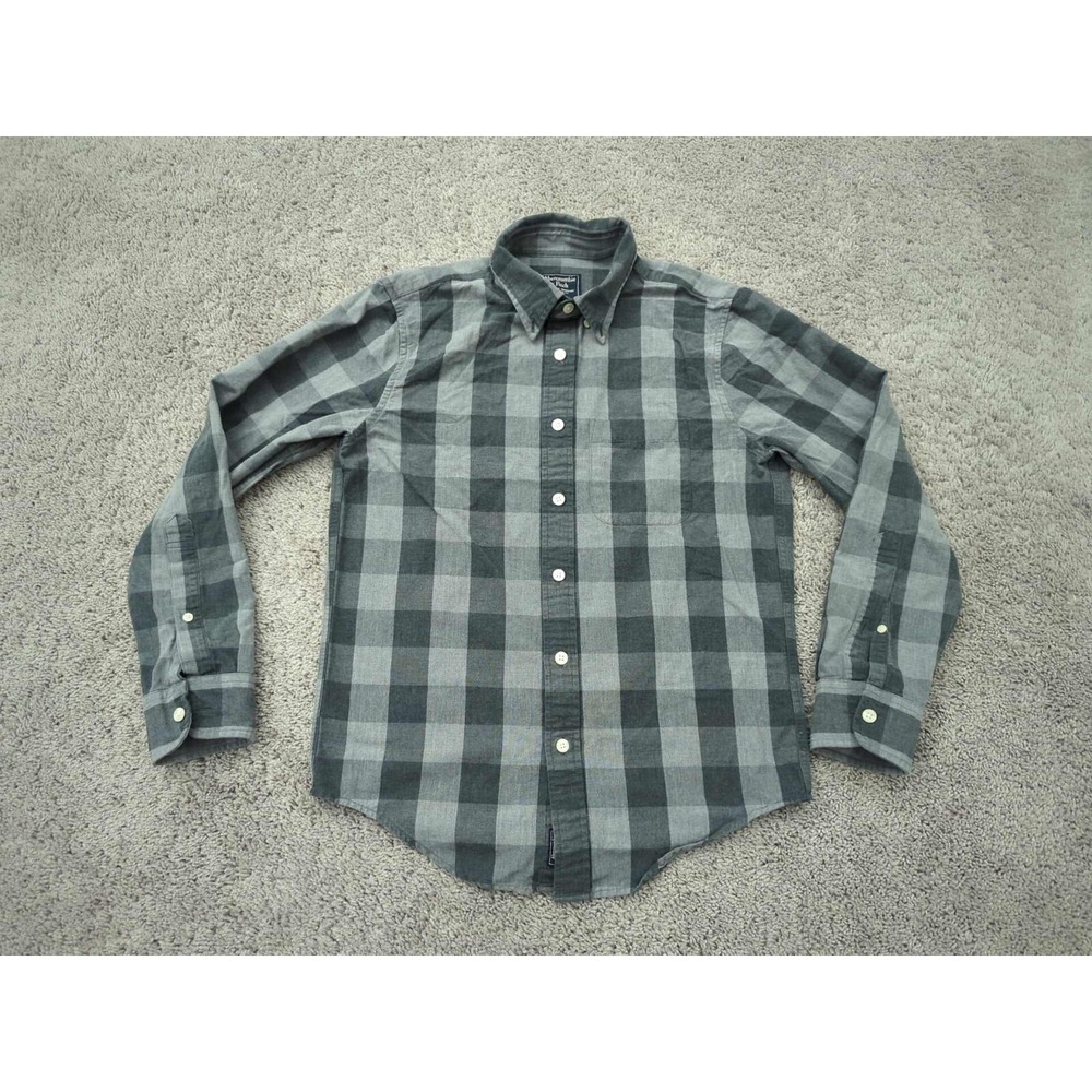 Abercrombie & Fitch Button Up Shirt Mens Small Gray Plaid Long Sleeve Casual